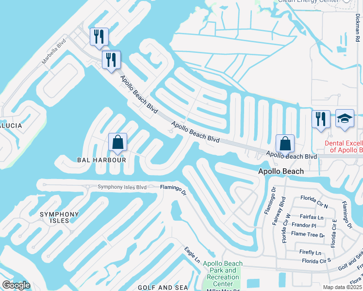 map of restaurants, bars, coffee shops, grocery stores, and more near 6446 Lake Sunrise Drive in Apollo Beach