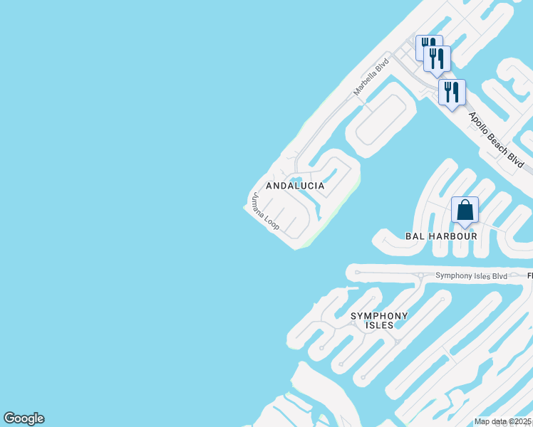 map of restaurants, bars, coffee shops, grocery stores, and more near 1446 Jumana Loop in Apollo Beach