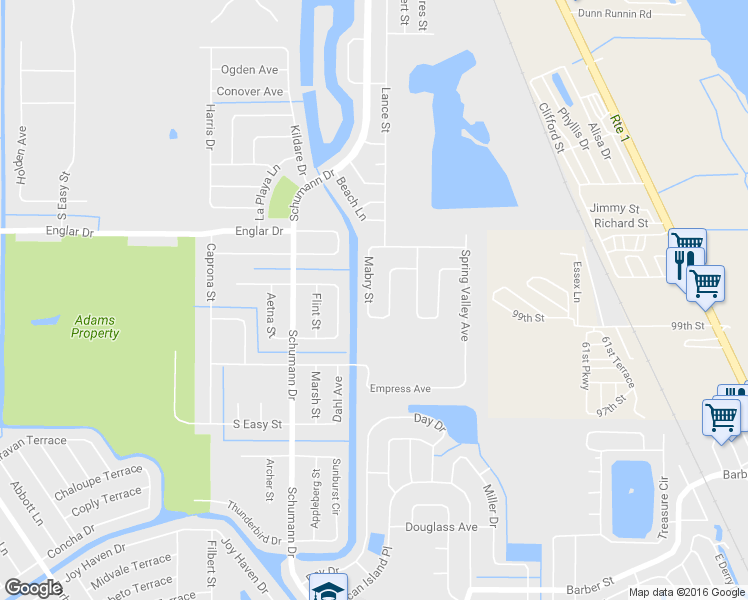map of restaurants, bars, coffee shops, grocery stores, and more near 151 Mabry Street in Sebastian
