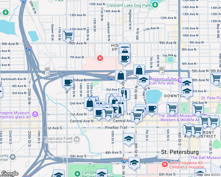 map of restaurants, bars, coffee shops, grocery stores, and more near in St. Petersburg