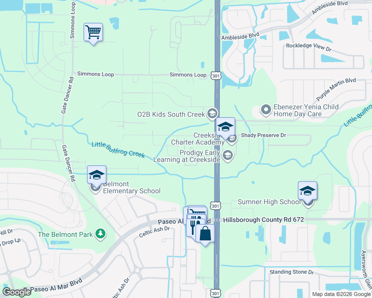 map of restaurants, bars, coffee shops, grocery stores, and more near 14015 U.S. 301 in Riverview