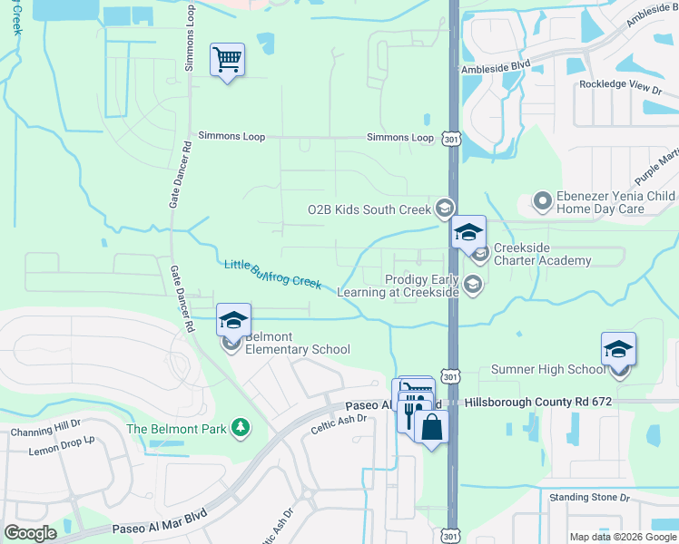 map of restaurants, bars, coffee shops, grocery stores, and more near 14015 U.S. 301 in Riverview