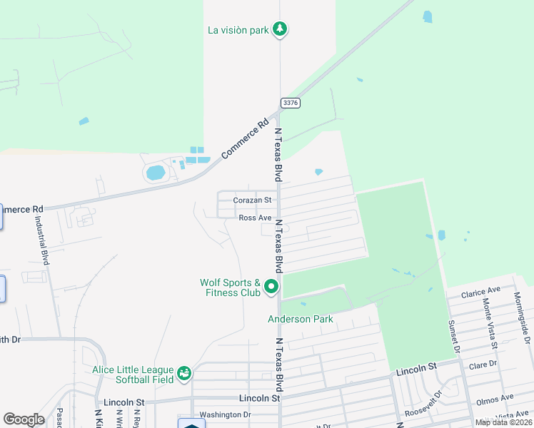 map of restaurants, bars, coffee shops, grocery stores, and more near 1023 Ross Avenue in Alice