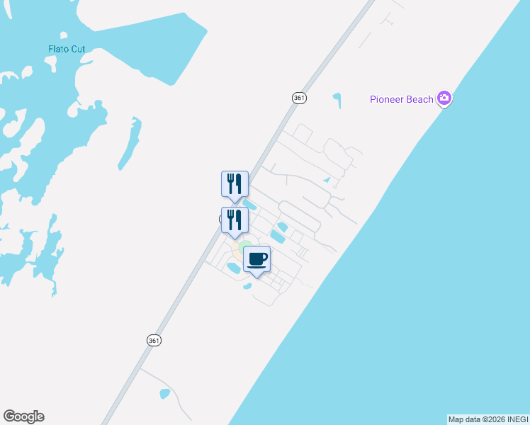map of restaurants, bars, coffee shops, grocery stores, and more near 115 El Cortez in Port Aransas