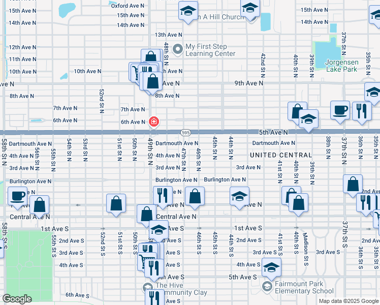 map of restaurants, bars, coffee shops, grocery stores, and more near 4637 4th Avenue North in St. Petersburg