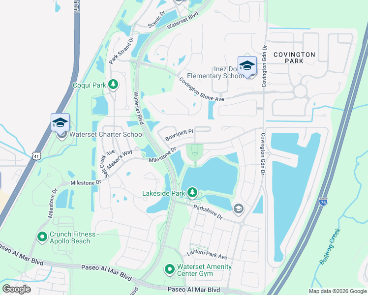 map of restaurants, bars, coffee shops, grocery stores, and more near 7201 Hourglass Drive in Apollo Beach