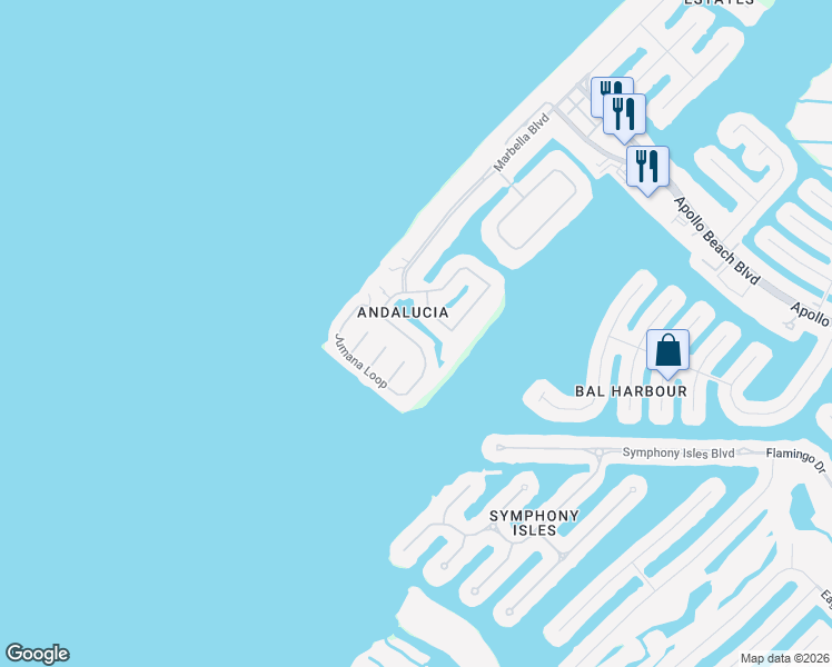 map of restaurants, bars, coffee shops, grocery stores, and more near 1333 Jumana Loop in Apollo Beach