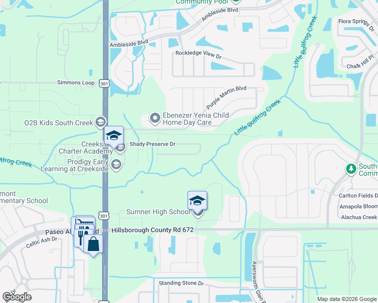 map of restaurants, bars, coffee shops, grocery stores, and more near 10717 Shady Preserve Drive in Riverview