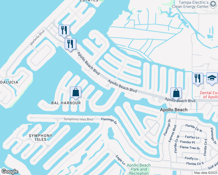 map of restaurants, bars, coffee shops, grocery stores, and more near 1008 Apollo Beach Boulevard in Apollo Beach