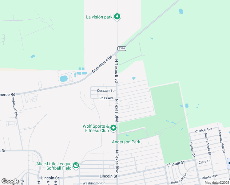 map of restaurants, bars, coffee shops, grocery stores, and more near 1023 Ross Avenue in Alice