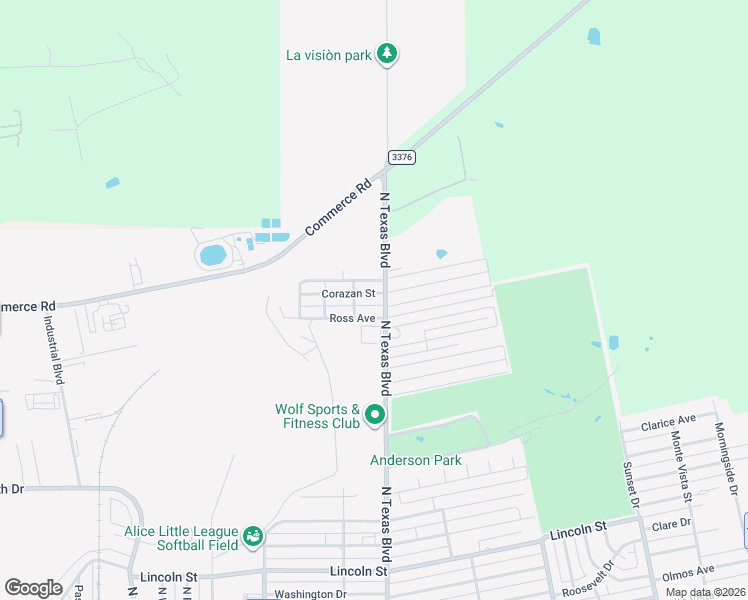 map of restaurants, bars, coffee shops, grocery stores, and more near 1023 Ross Avenue in Alice