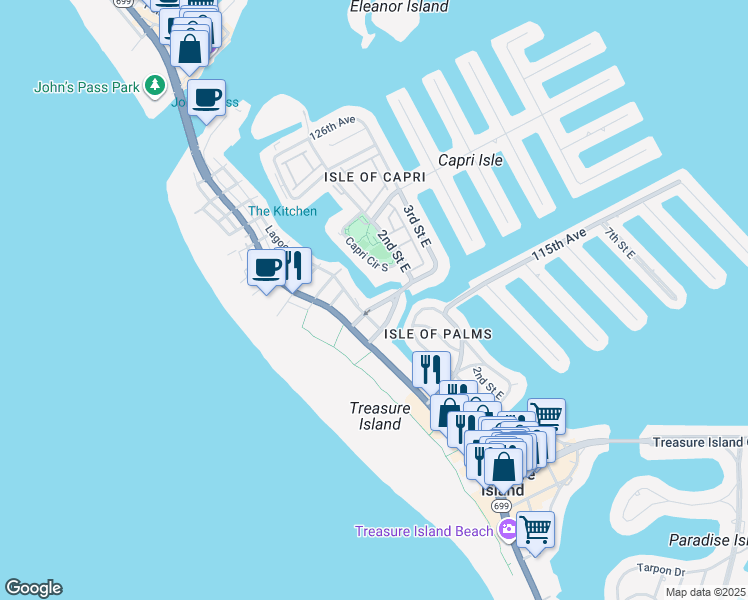 map of restaurants, bars, coffee shops, grocery stores, and more near 156 117th Avenue in Treasure Island