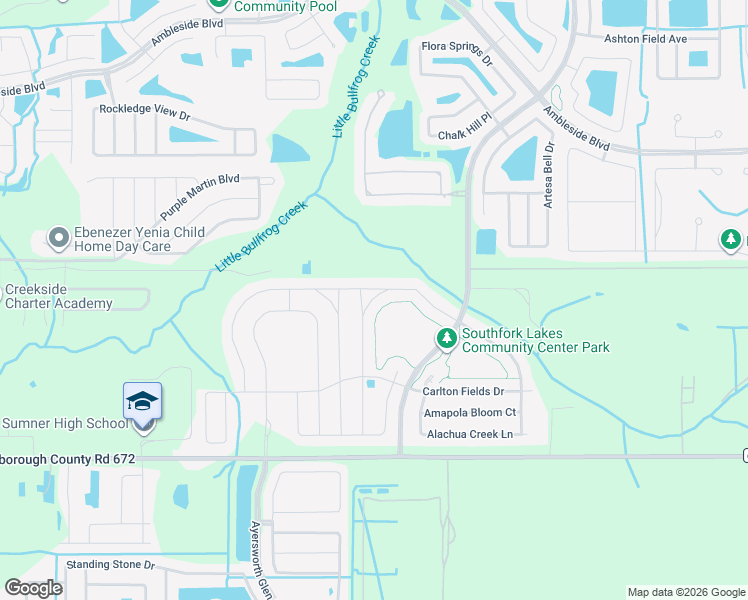 map of restaurants, bars, coffee shops, grocery stores, and more near 14112 Poke Ridge Drive in Riverview