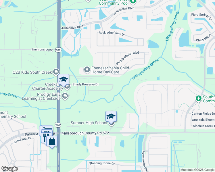 map of restaurants, bars, coffee shops, grocery stores, and more near 10637 Shady Preserve Drive in Riverview