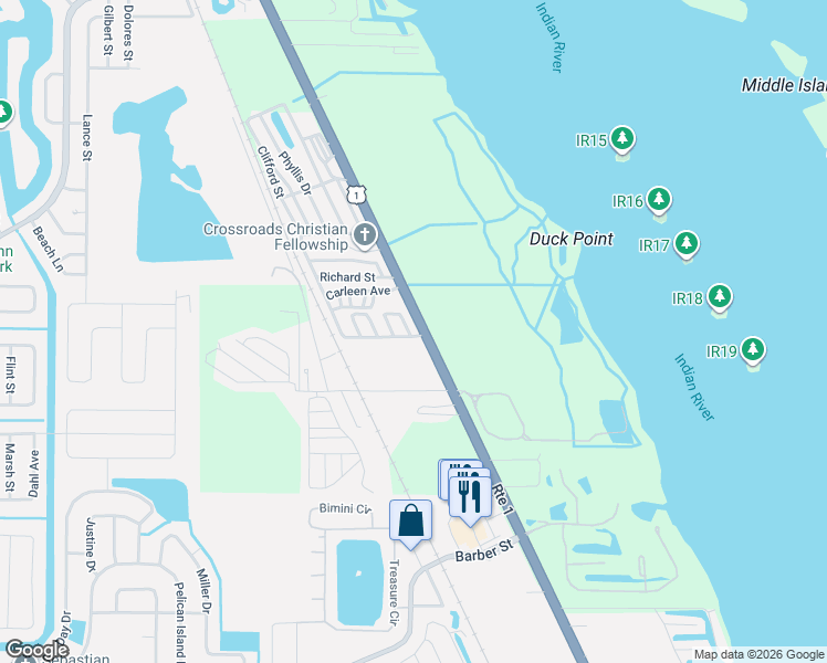 map of restaurants, bars, coffee shops, grocery stores, and more near 10003-10159 Highway 5 in Sebastian