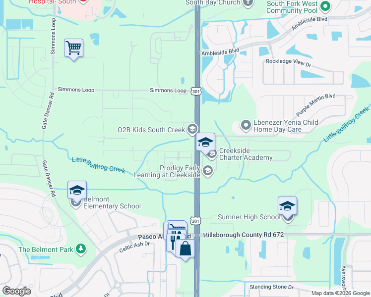 map of restaurants, bars, coffee shops, grocery stores, and more near 14005 U.S. 301 in Riverview