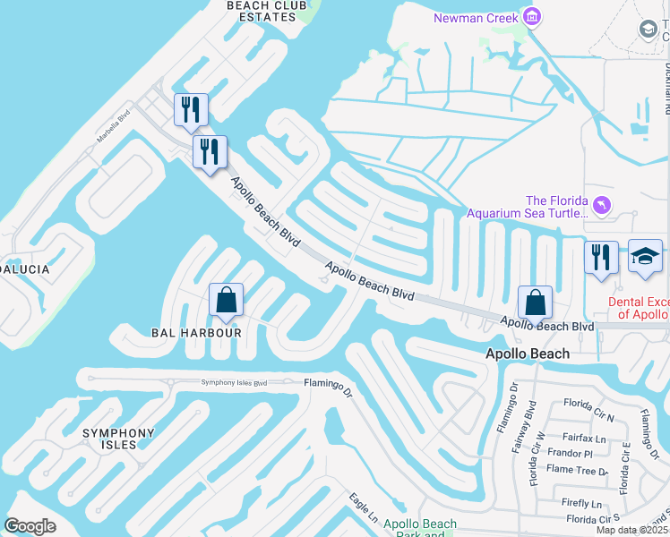 map of restaurants, bars, coffee shops, grocery stores, and more near 1015 Apollo Beach Boulevard in Apollo Beach