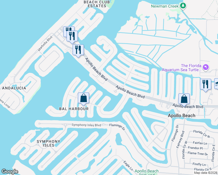map of restaurants, bars, coffee shops, grocery stores, and more near 1028 Apollo Beach Boulevard in Apollo Beach