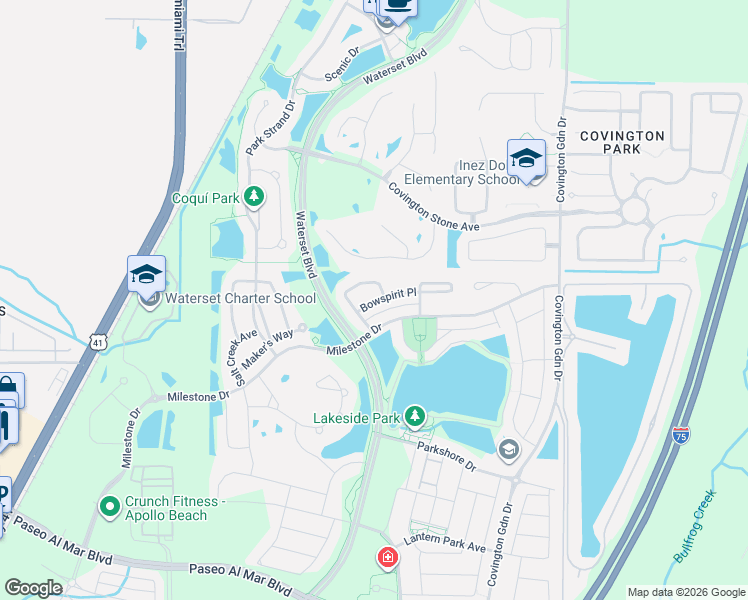 map of restaurants, bars, coffee shops, grocery stores, and more near 7129 Bowspirit Place in Apollo Beach