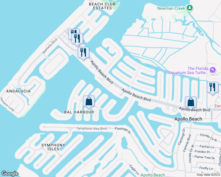 map of restaurants, bars, coffee shops, grocery stores, and more near 1028 Apollo Beach Boulevard in Apollo Beach