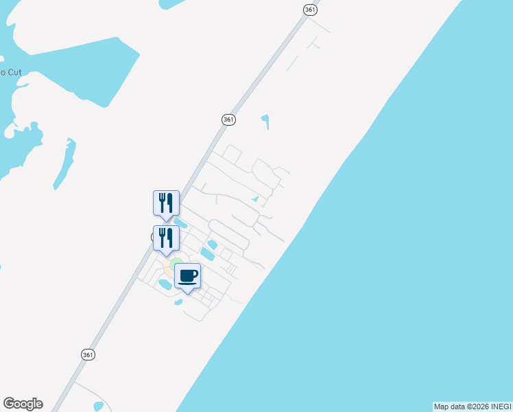 map of restaurants, bars, coffee shops, grocery stores, and more near 255 Keewaydin Lane in Port Aransas