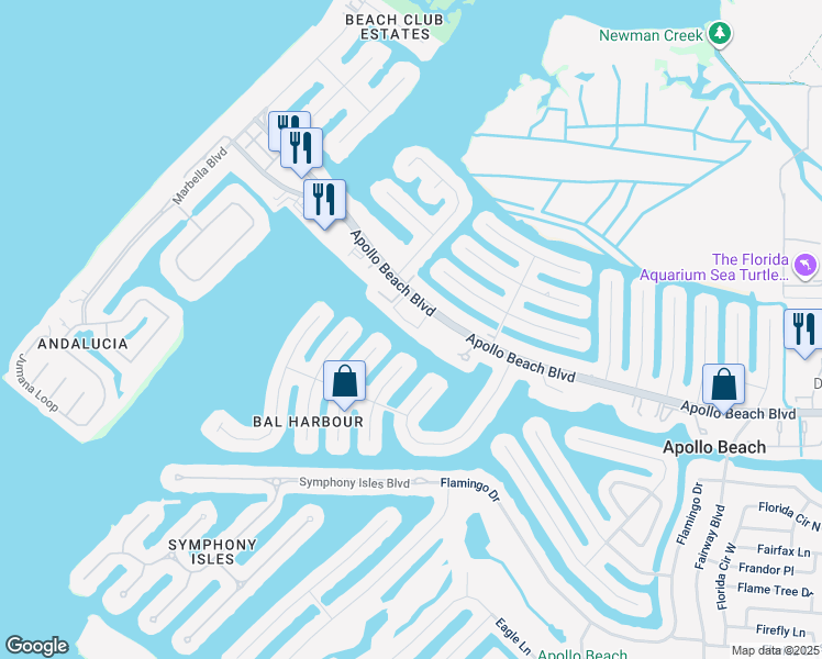 map of restaurants, bars, coffee shops, grocery stores, and more near 6414 Sunset Bay Circle in Apollo Beach