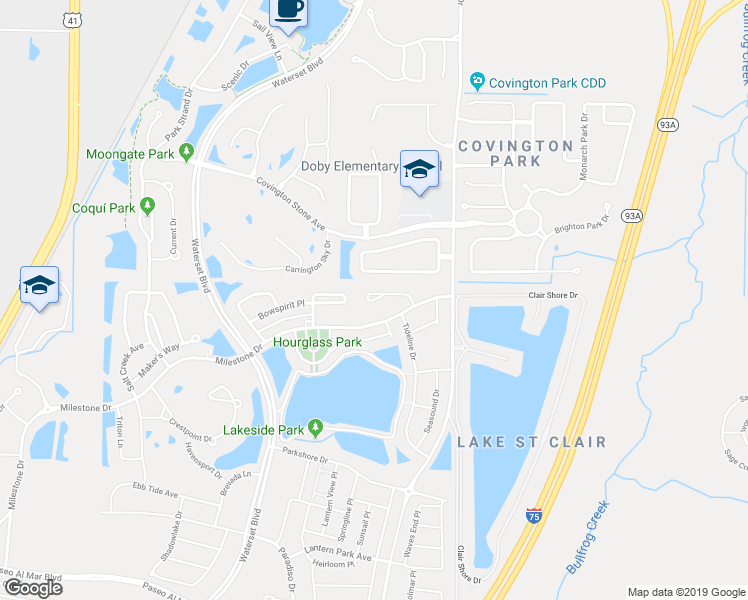 map of restaurants, bars, coffee shops, grocery stores, and more near 6506 Nestall Court in Apollo Beach