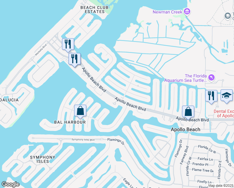map of restaurants, bars, coffee shops, grocery stores, and more near 1015 Apollo Beach Boulevard in Apollo Beach