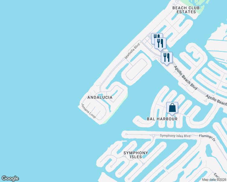 map of restaurants, bars, coffee shops, grocery stores, and more near 1406 Alhambra Drive in Apollo Beach
