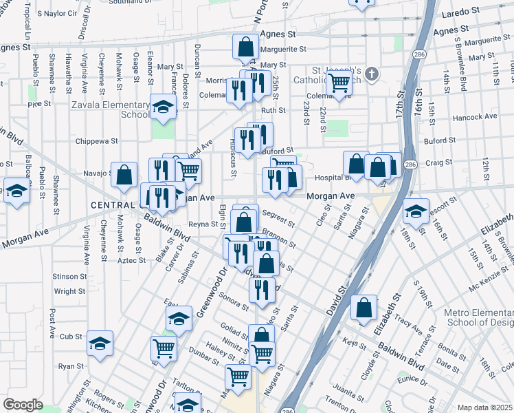 map of restaurants, bars, coffee shops, grocery stores, and more near in Corpus Christi