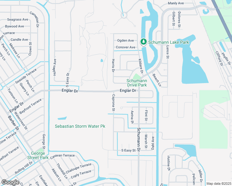 map of restaurants, bars, coffee shops, grocery stores, and more near 157 Englar Drive in Sebastian