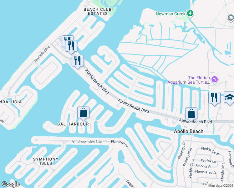 map of restaurants, bars, coffee shops, grocery stores, and more near 1015 Apollo Beach Boulevard in Apollo Beach