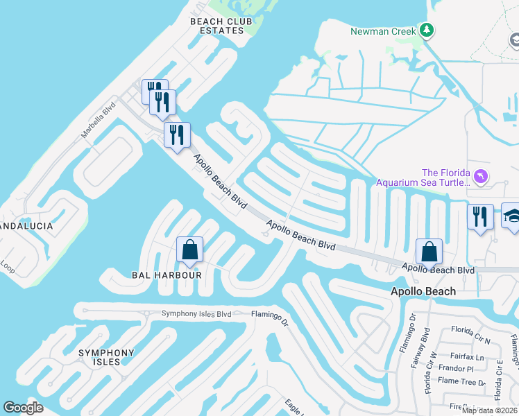 map of restaurants, bars, coffee shops, grocery stores, and more near 1025 Apollo Beach Boulevard in Apollo Beach