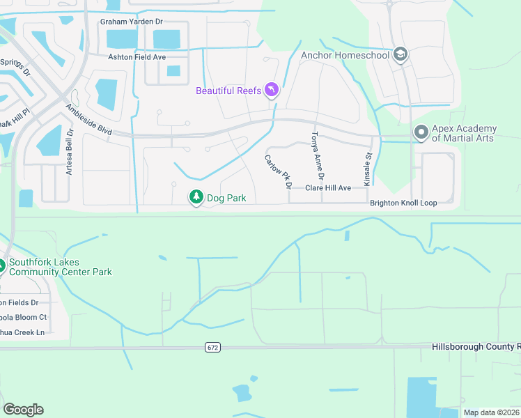 map of restaurants, bars, coffee shops, grocery stores, and more near 11701 Brighton Knoll Loop in Riverview