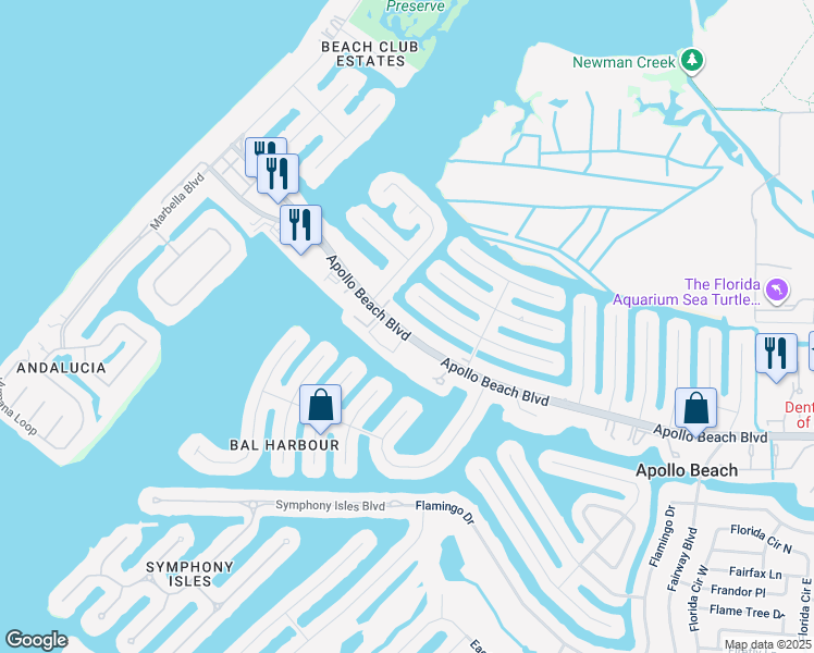 map of restaurants, bars, coffee shops, grocery stores, and more near 4906 Apollo Beach Boulevard in Apollo Beach