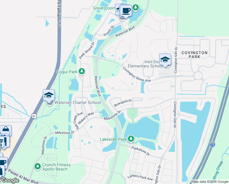 map of restaurants, bars, coffee shops, grocery stores, and more near 6517 Carrington Sky Drive in Apollo Beach