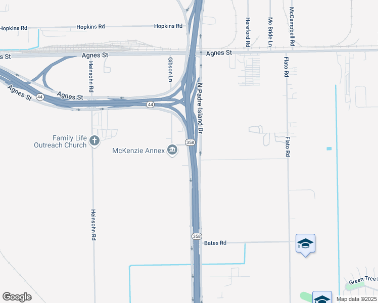 map of restaurants, bars, coffee shops, grocery stores, and more near 5713 Forest Circle in Corpus Christi