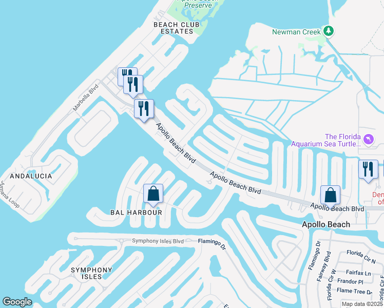 map of restaurants, bars, coffee shops, grocery stores, and more near 4906 Apollo Beach Boulevard in Apollo Beach