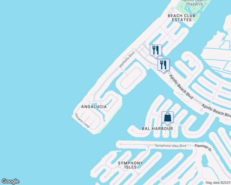 map of restaurants, bars, coffee shops, grocery stores, and more near 1313 Alhambra Drive in Apollo Beach