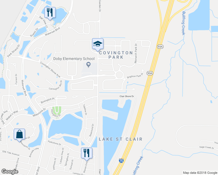 map of restaurants, bars, coffee shops, grocery stores, and more near 7650 Nottinghill Sky Drive in Apollo Beach