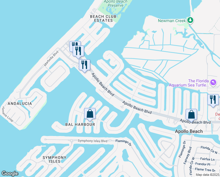 map of restaurants, bars, coffee shops, grocery stores, and more near 4906 Apollo Beach Boulevard in Apollo Beach