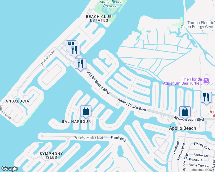 map of restaurants, bars, coffee shops, grocery stores, and more near 4906 Apollo Beach Boulevard in Apollo Beach