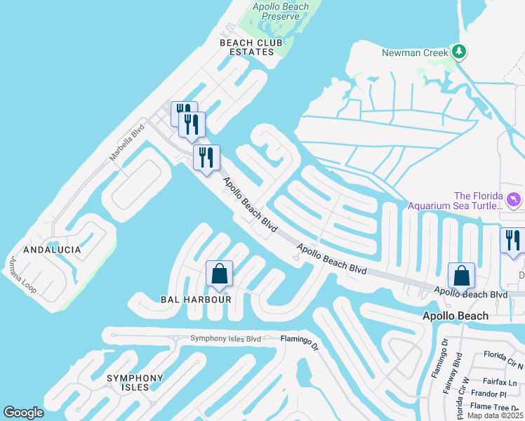 map of restaurants, bars, coffee shops, grocery stores, and more near 4906 Apollo Beach Boulevard in Apollo Beach