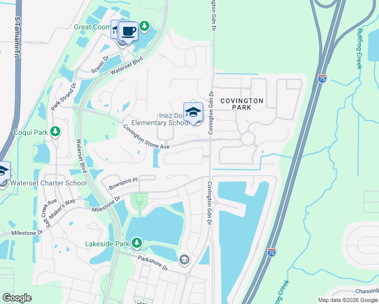 map of restaurants, bars, coffee shops, grocery stores, and more near 7434 Oxford Garden Circle in Apollo Beach