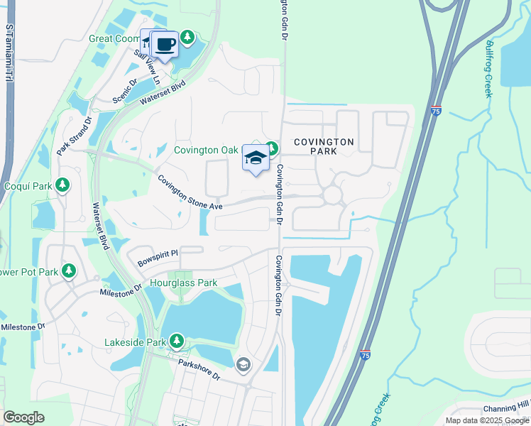 map of restaurants, bars, coffee shops, grocery stores, and more near 7423 Oxford Garden Circle in Apollo Beach