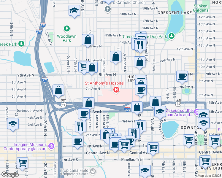 map of restaurants, bars, coffee shops, grocery stores, and more near in St. Petersburg