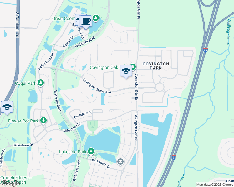 map of restaurants, bars, coffee shops, grocery stores, and more near 7447 Oxford Garden Circle in Apollo Beach