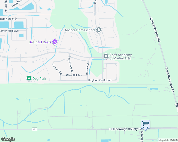 map of restaurants, bars, coffee shops, grocery stores, and more near 13826 Kinsale Street in Riverview