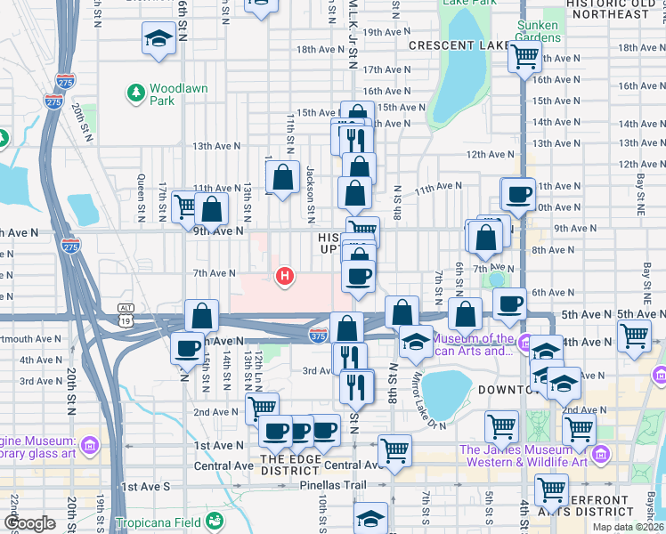 map of restaurants, bars, coffee shops, grocery stores, and more near in St. Petersburg