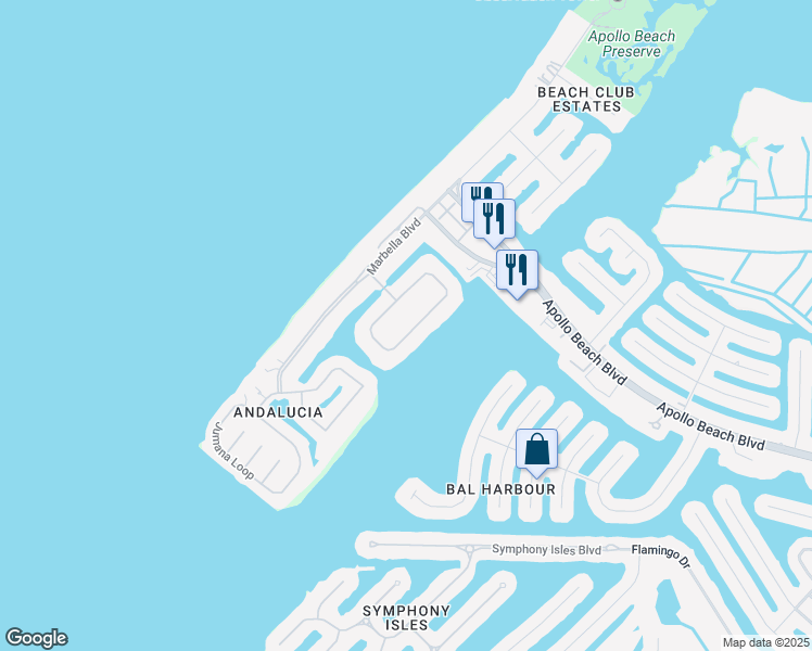map of restaurants, bars, coffee shops, grocery stores, and more near 6436 Rubia Circle in Apollo Beach